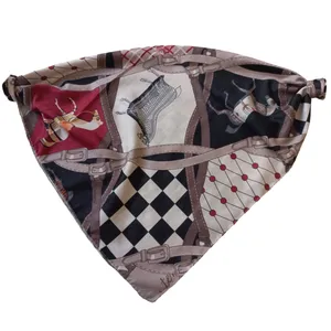 روسری زنانه مدل مینی اسکارف نخی پاییزی شطرنجی اسب دار 