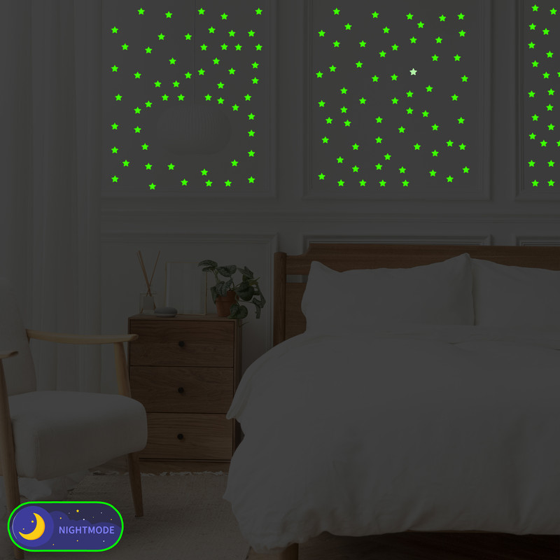 استیکر دیواری کودک مدل شب تاب طرح ستاره بسته 100 عددی