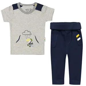 ست تی شرت و شلوار نوزادی نیلی مدل توکا