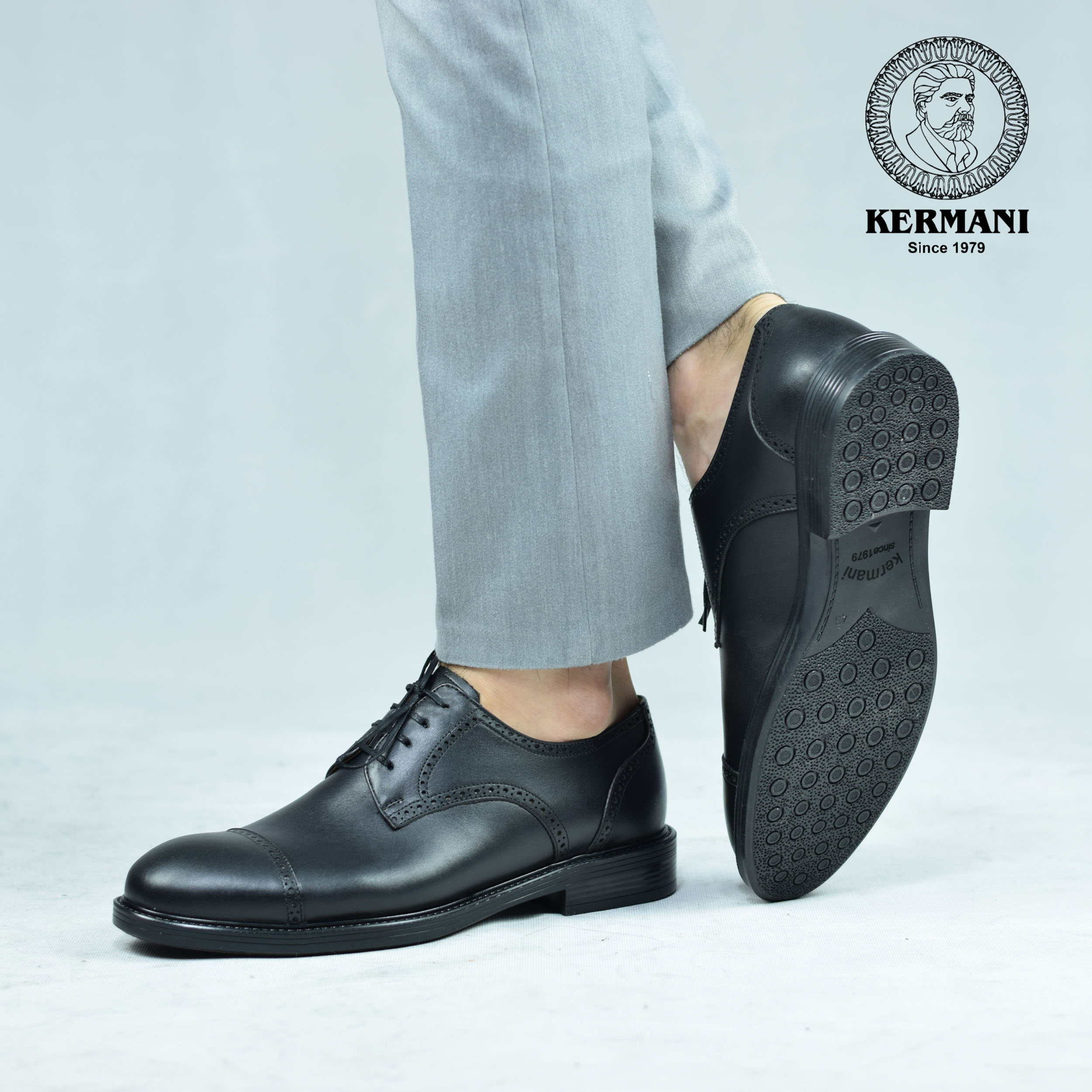 کفش مردانه کرمانی مدل چرم دستدوز طبیعی بِرِت کد 1062 رنگ مشکی -  - 2