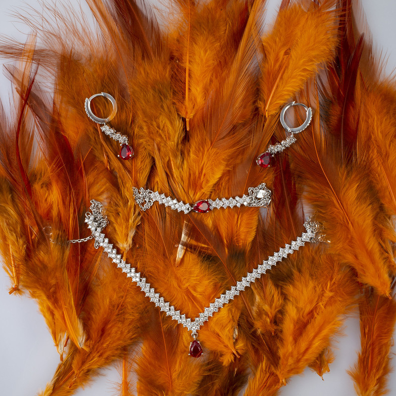 نیم ست نقره زنانه مدل rzzdeh-009