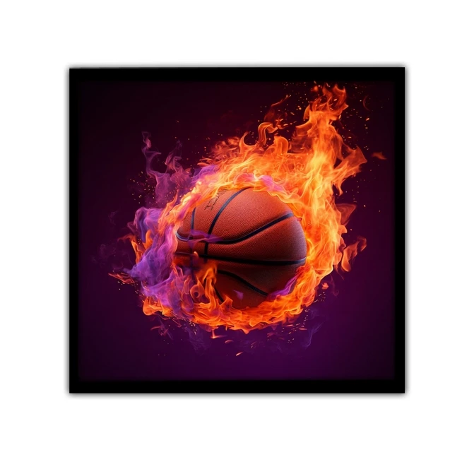 تابلو نوری بکلیت طرح توپ بسکتبال و آتش مدل B-MID-16450