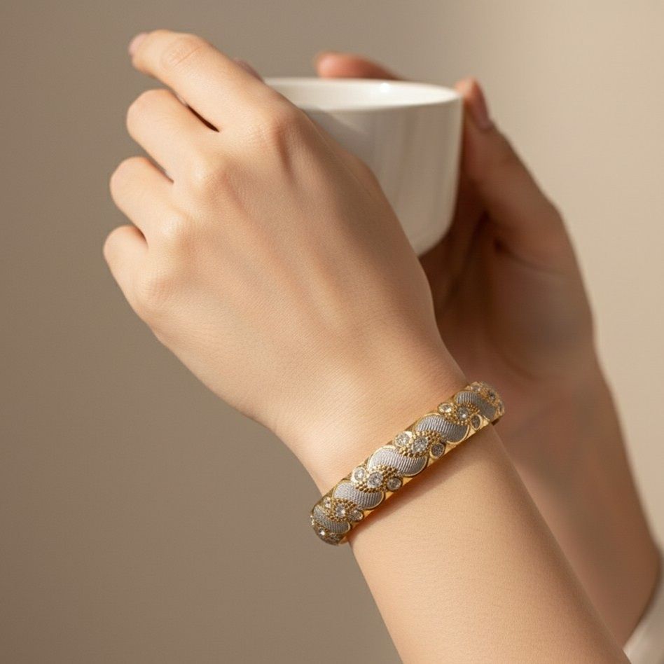 النگو طلا کم اجرت 18 عیار زنانه سهی مدل VB37-1 سایز 1 - - 6