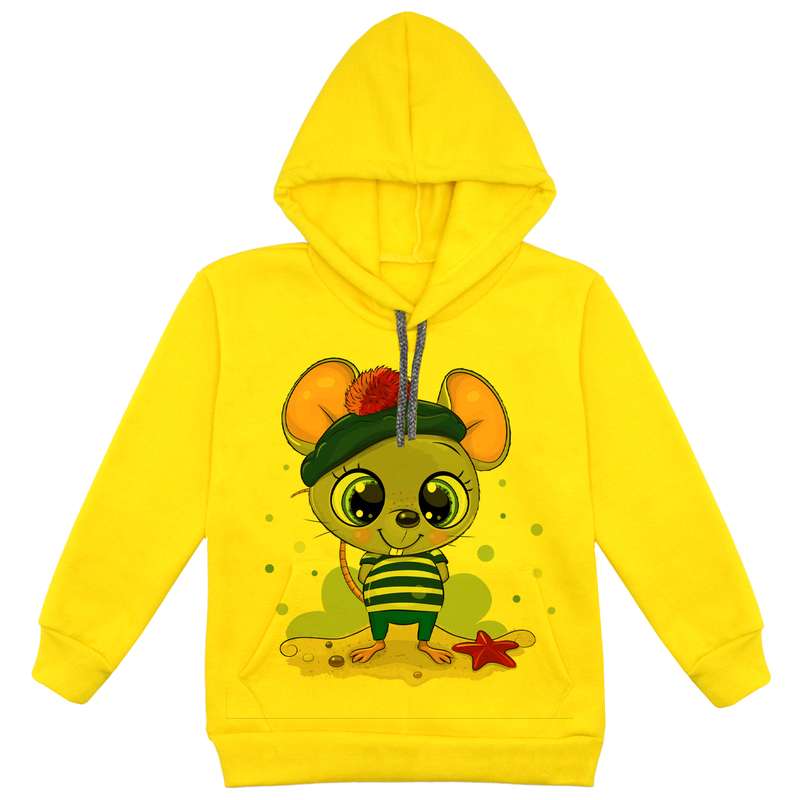 هودی دخترانه مدل موش F24 رنگ زرد