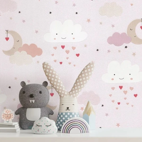 کاغذ دیواری اتاق کودک مدل آسمان ابری مجموعه 2 رولی