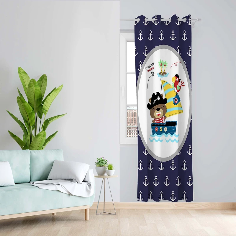 پرده طرح کودک مدل مخمل پانچی کد 5259L z سایز 140x200 سانتی متر