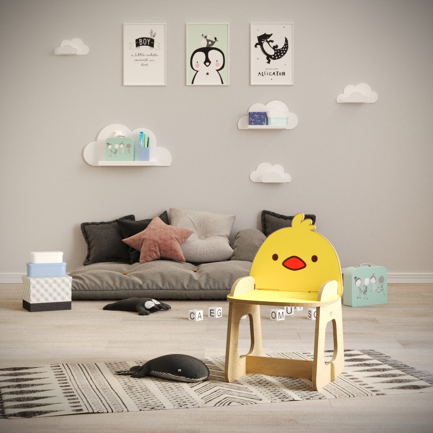 ست میز و صندلی کودک مدل  باغ وحش چوبی طرح جوجه