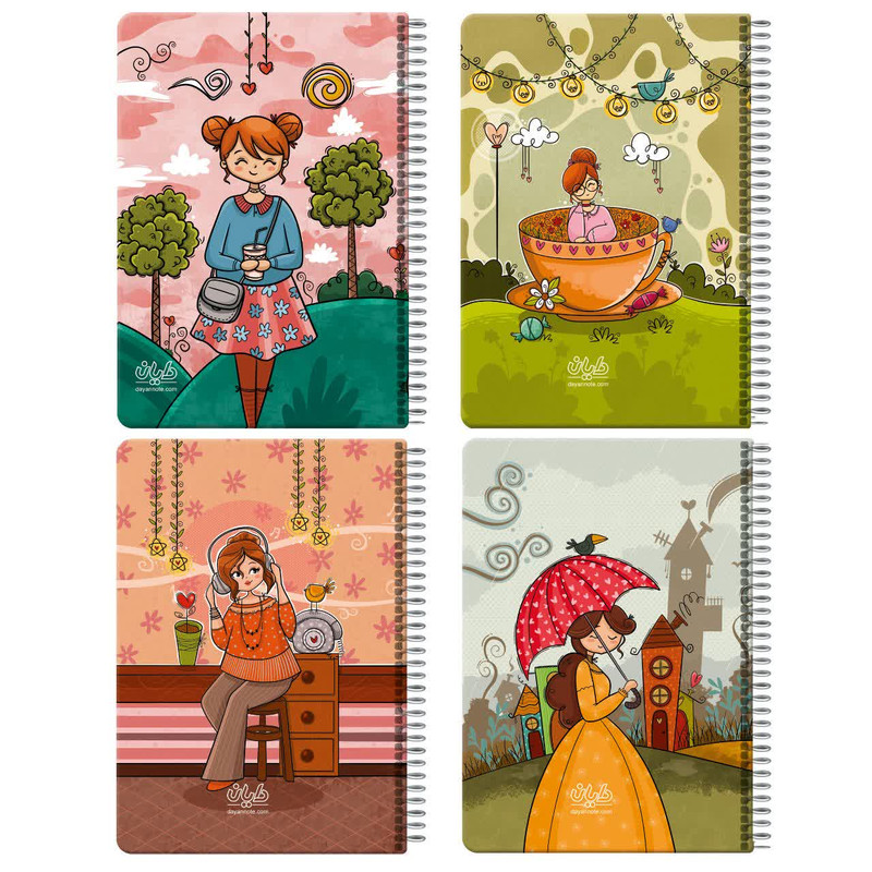 دفتر مشق 50 برگ دایان مدل حاشیه دار کد 43543 بسته 4 عددی