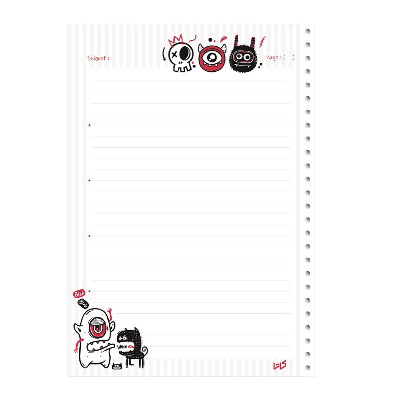 کاغذ کلاسور کاما طرح هیولا بسته 50 عددی