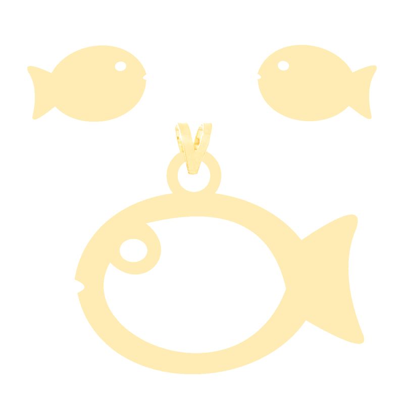 نیم ست طلا 18 عیار زنانه کرابو طرح ماهی مدل Kr8100 -  - 1