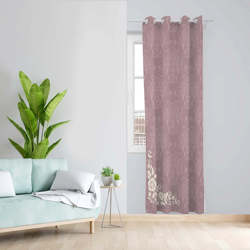 پرده طرح حاشیه گل مدل مخمل پانچی کد 5363R z سایز 140x200 سانتی متر