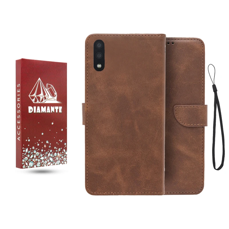 کیف کلاسوری دیامانته مدل جاکارتی بنددار مناسب برای گوشی موبایل سامسونگ Galaxy A01 به همراه بند آویز