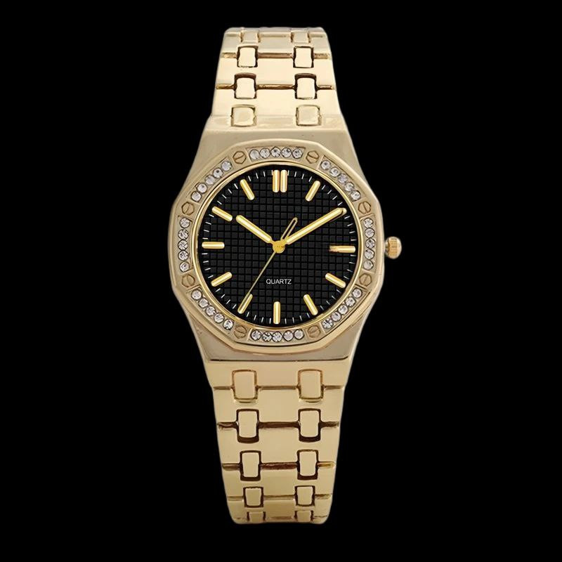 ساعت مچی عقربه‌ای کوارتز زنانه مدل کلاسیک دور نگین کد 04