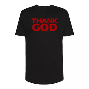 تی شرت لانگ آستین کوتاه مردانه مدل THANK GOD کد P027 رنگ مشکی