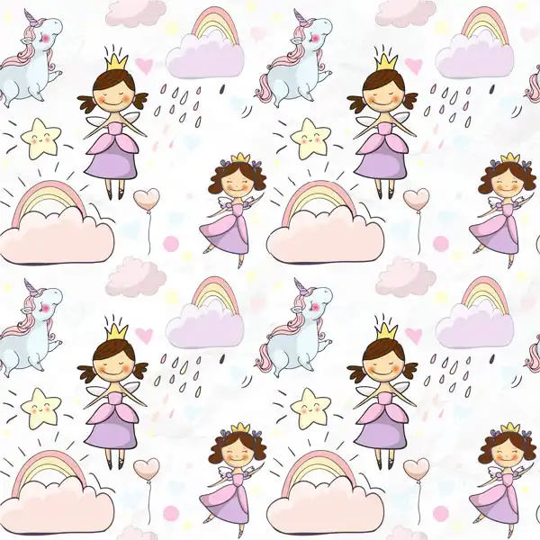 چرم مصنوعی طرح دختر و یونیکورن مدل FLA210817