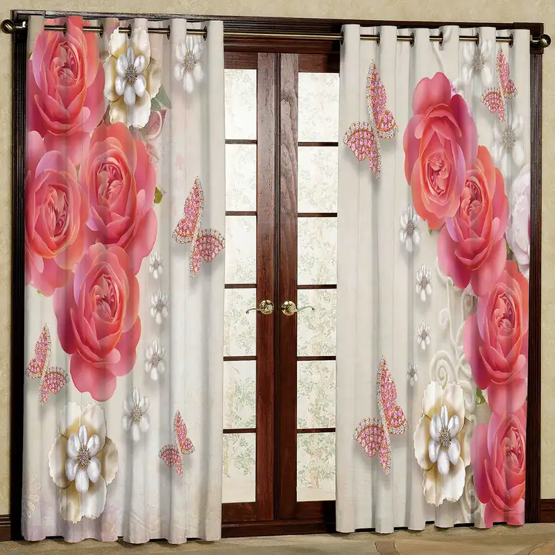 پرده مدل گل دار مخمل پانچی کد 2692 سایز 200x140 سانتی متر