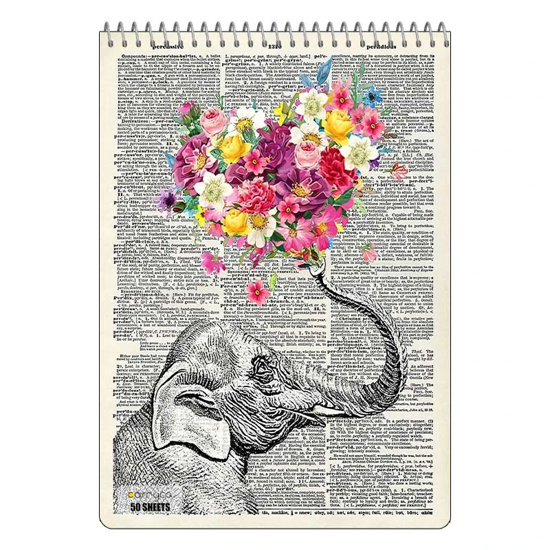 دفتر نقاشی 50 برگ سیمی کارنیکا طرح روزنامه وینتج حیوانات Vintage Newspaper Animals کد 99682