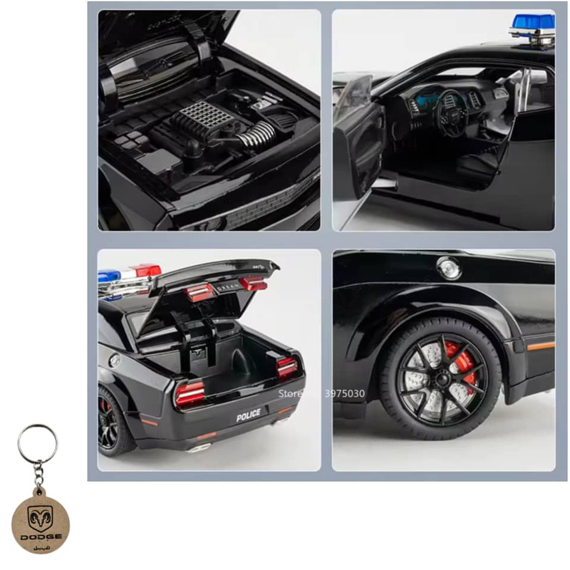 ماکت ماشین ناب سل مدل دوج چلنجر هلکت پلیس فلزی همراه با جاسوییچی Dodge Challenger SRT Police