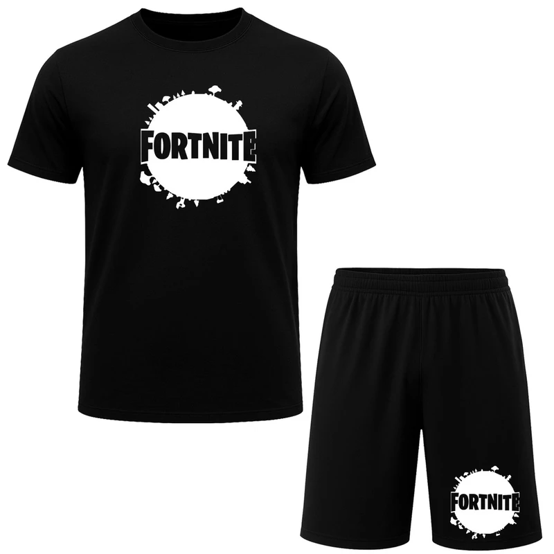 ست تیشرت آستین کوتاه و شلوارک راحتی مردانه مدل A106 طرح فورتنایت