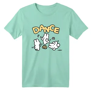 تی شرت آستین کوتاه بچگانه مدل رقص خرگوشی رنگ سبز روشن