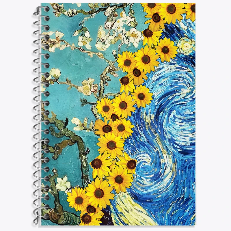 دفتر زبان 50 برگ خندالو مدل دو خط طرح نقاشی های ونسان ونگوگ کد F5105