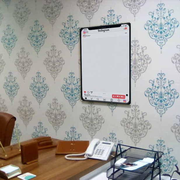 تخته وایت برد شیشه ای عکسنگ طرح اینستاگرام مدل AXANG-INSTA سایز 80x60 سانتی متر