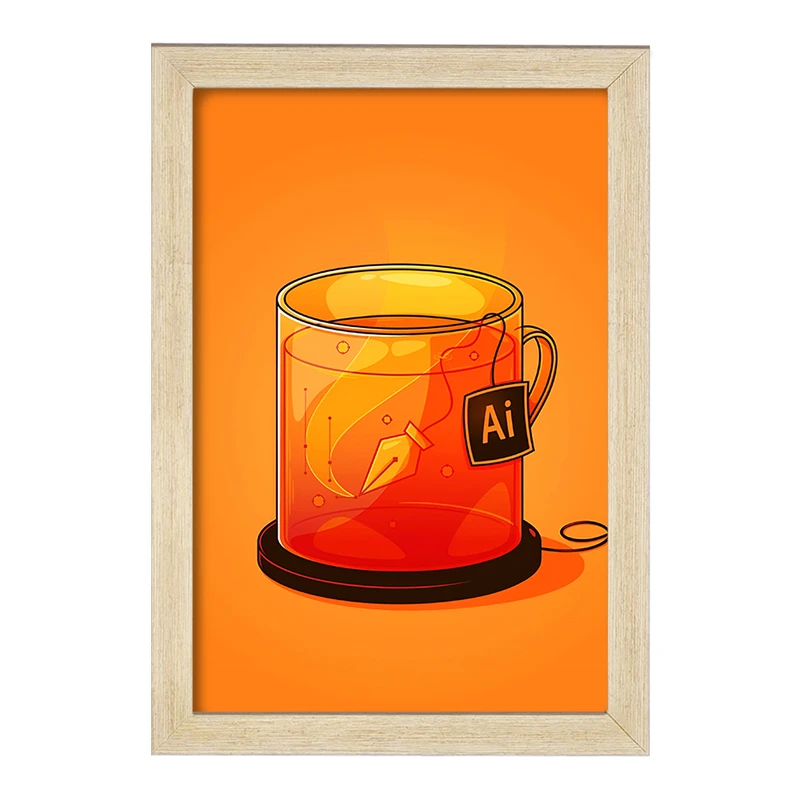 تابلو خندالو مدل فنجان ایلاستریتور کد F8833