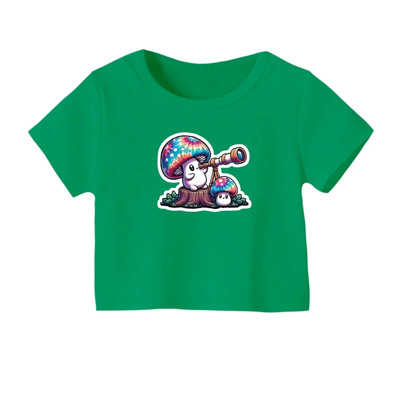 کراپ‌ تی‌شرت آستین کوتاه زنانه مدل قارچ کد 01