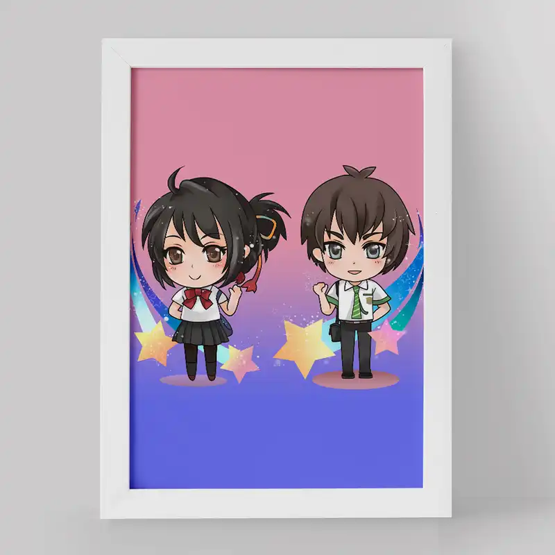 تابلو خندالو مدل تاکی تاچیبانا و میتسویا میامیزو انیمه یورنیم نام تو کد 16293