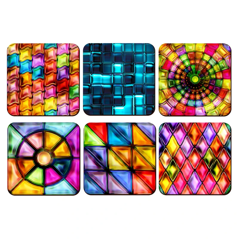 زیر لیوانی لوکسینو مدل شیشه های رنگی کد 11:11 مجموعه 6 عددی