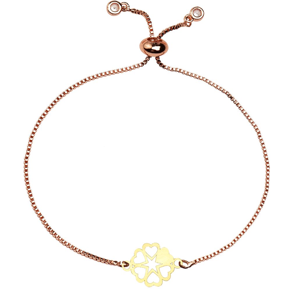دستبند طلا 18 عیار زنانه کرابو طرح گل و قلب مدل Kr1611 -  - 2