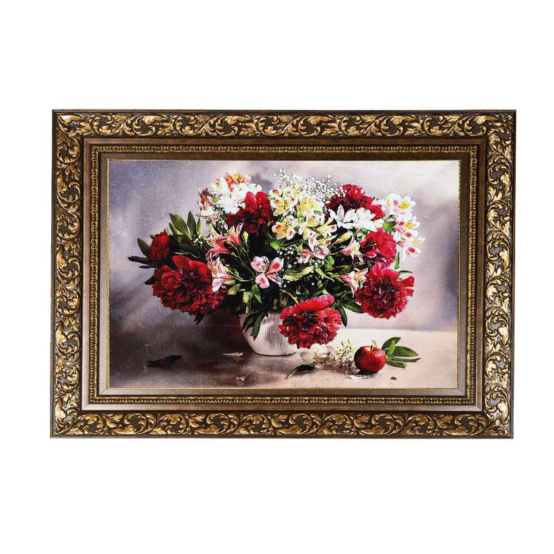 تابلو فرش ماشینی طرح گل و گلدان مدل 67