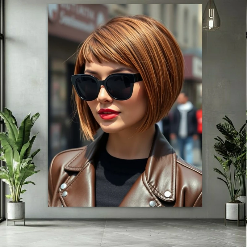 تابلو بوم طرح مخمل زیبایی مدرن مدل موی کوتاه شیک کد PY363