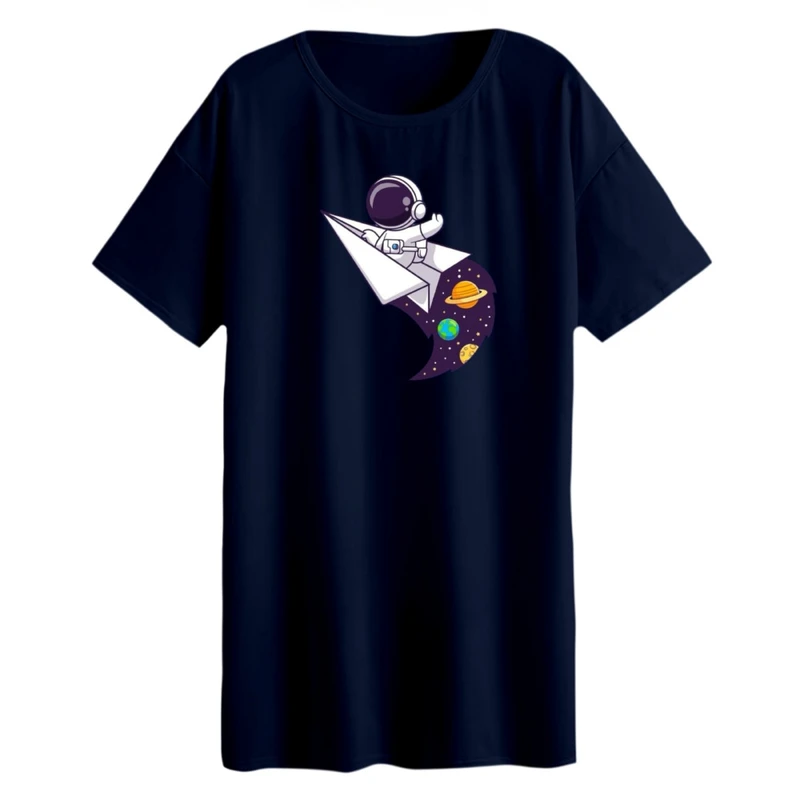 تی شرت لانگ زنانه مدل فضانورد کد 11