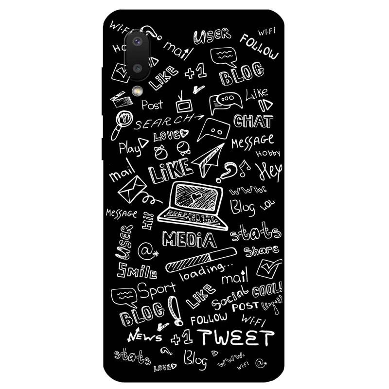 کاور مگافون طرح رسانه های اجتماعی مدل 1898 مناسب برای گوشی موبایل سامسونگ Galaxy A02         