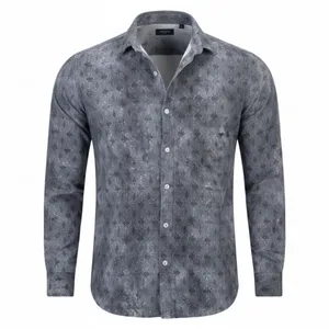 پیراهن آستین بلند یقه برگردان مردانه مدل پشمی پنبه