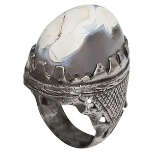 انگشتر نقره مردانه مدل عقیق حجرالسلطان بحرینی AHB219220