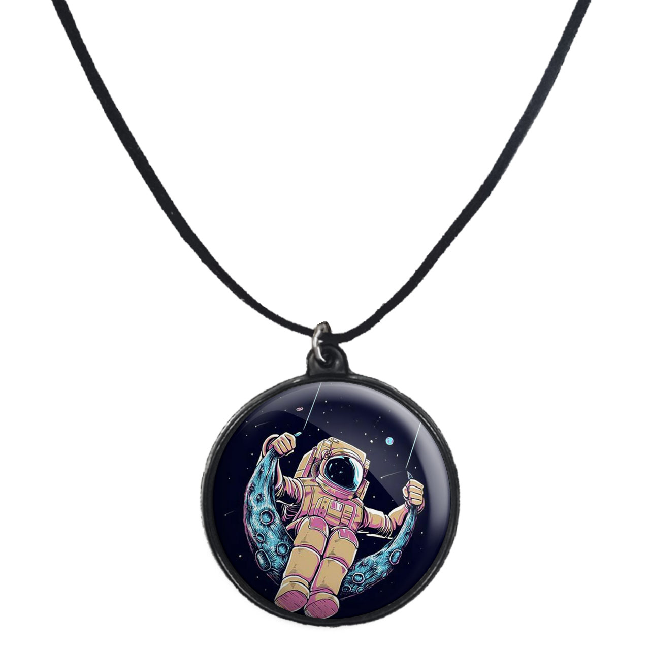 گردنبند پرمانه طرح فضانورد کد pmb.1739 مدل دو طرفه