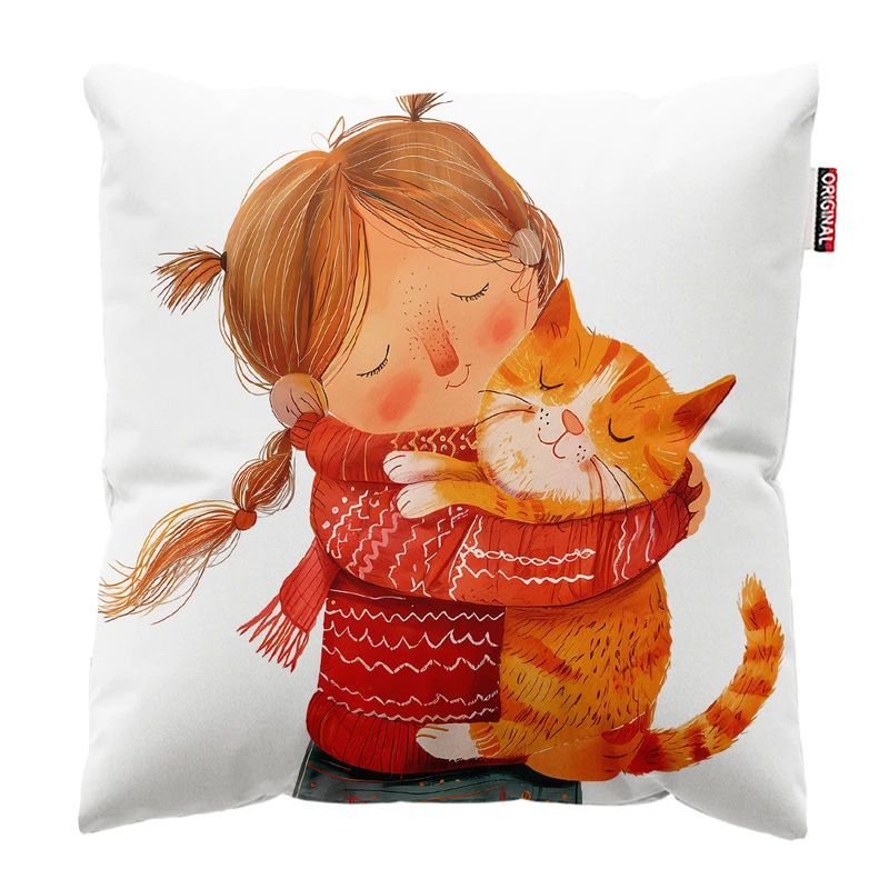 کوسن پاد آفرین مدل گربه کیوت بامزه فانتزی کد PK301654 سایز 30*30 سانتی متر