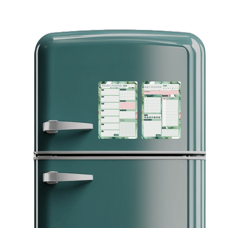 تخته وایت برد لاژید طرح پلنر روزانه و هفتگی مدل آهنربایی سایز 20X30 سانتیمتر مجموعه 2 عددی