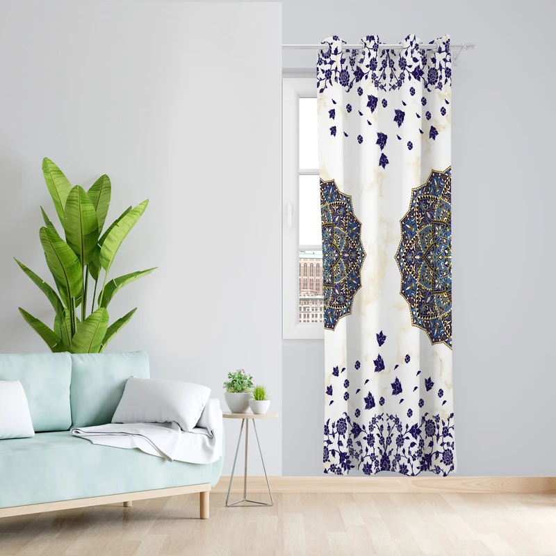 پرده طرح سنتی مدل مخمل پانچی کد 4808 z سایز 140x200 سانتی متر