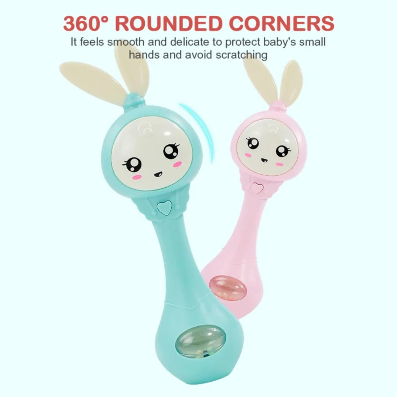 عکس شماره 3 : جغجغه ناب سل مدل دستی دندان گیر چراغدار موزیکال خرگوش بامزه کد funny rabbit teething hand rattle