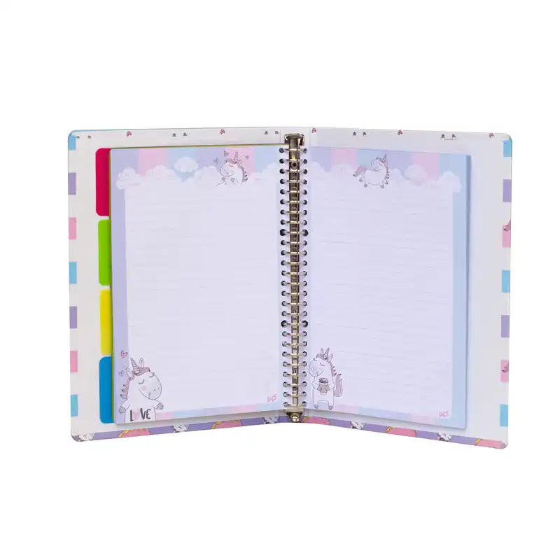 دفتر کلاسوری 200 برگ کاما طرح یونیکورن مدل طرح دار