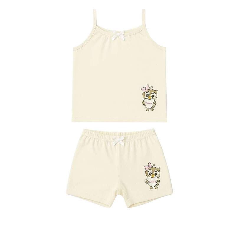 ست تاپ و شلوارک راحتی دخترانه مدل تمام پنبه جغد