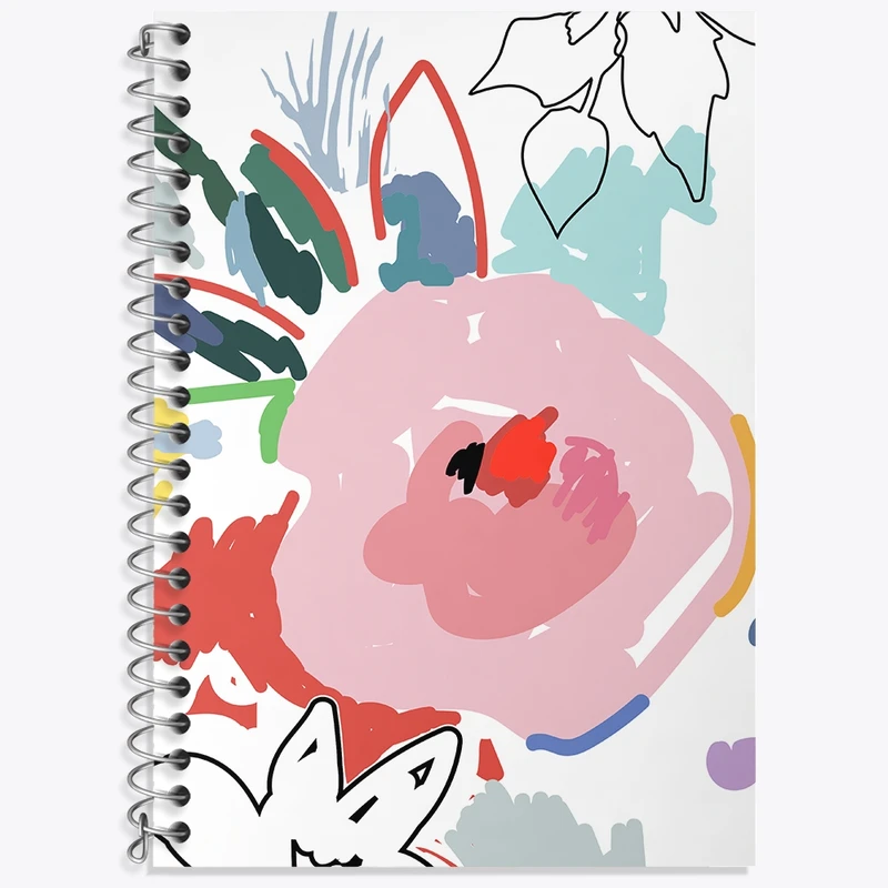 دفتر زبان 50 برگ خندالو مدل دو خط طرح گل کد N786