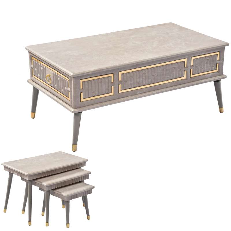 میز پذیرایی میز چوب مدل السا مجموعه 4 عددی