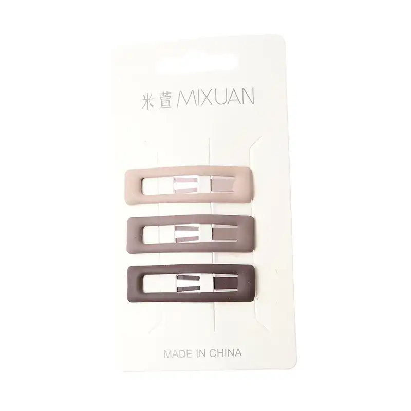 گیره مو زنانه مدل تق تقی طیف مستطیلی مات بسته 3 عددی