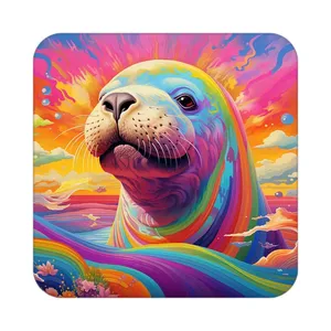 زیر لیوانی کاکتی طرح حیوانات رنگی مدل mp26628