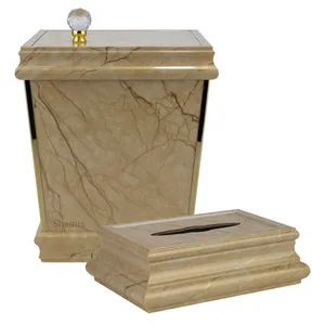 ست سطل و جای دستمال کاغذی طرح سنگ کد 290030
