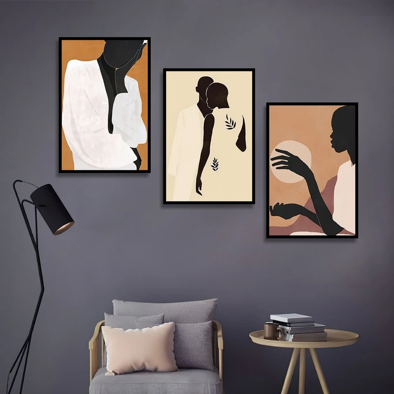 تابلو بکلیت طرح دکوری مدرن سبک مینیمال آرت مدل B-1491 مجموعه 3 عددی